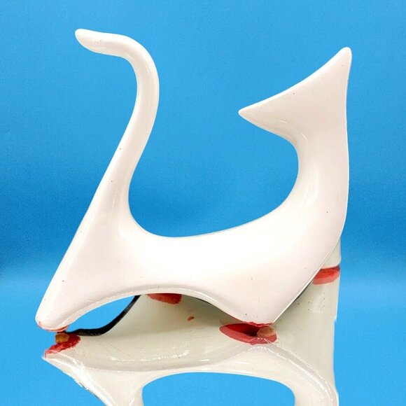 Mid Century Modern Cubist Cat Figurine White Jewel Eyes Japan 1950s Modernist - Picture 5 of 10